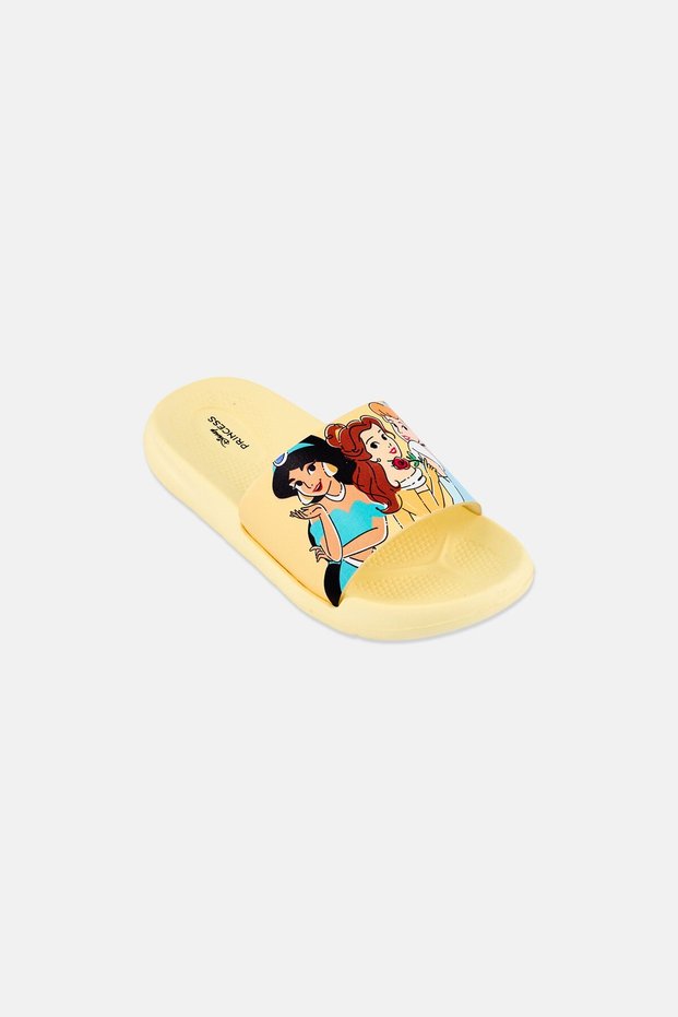 Kids Girl Princess Slip On Slides, Yellow