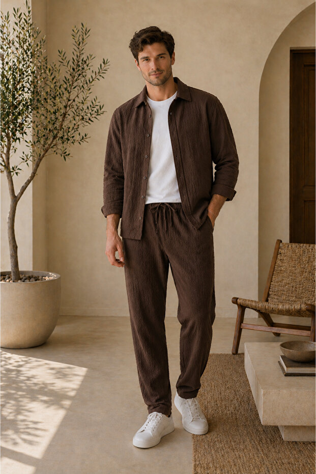 Men's Cotton Fabric Shirt and Pants Set