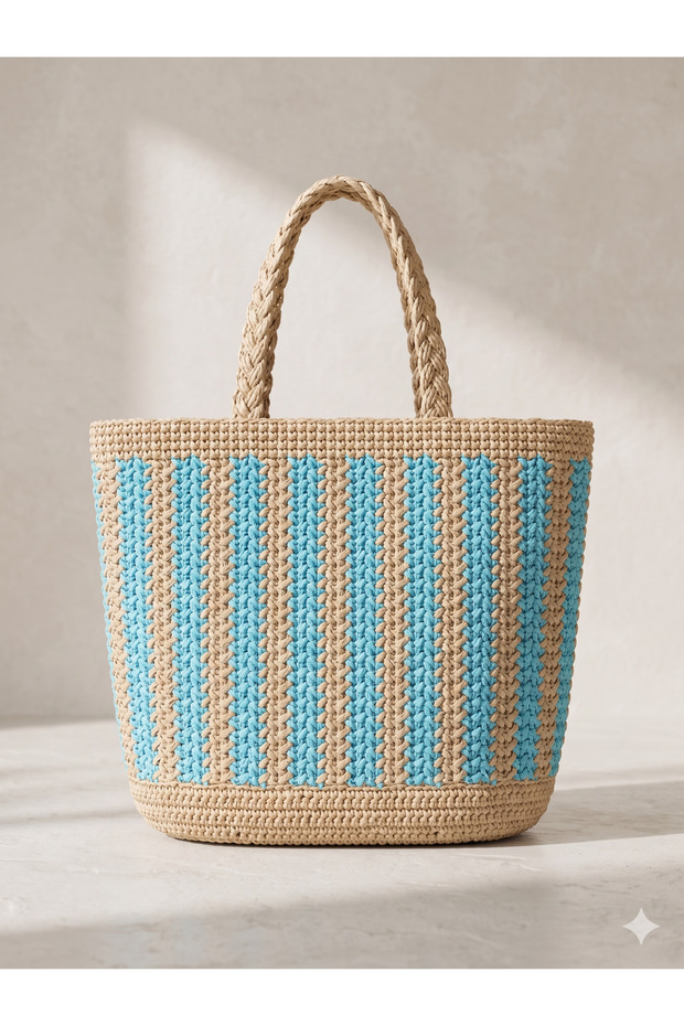 Turquoise Straw Bag 43X48 Cnt1035