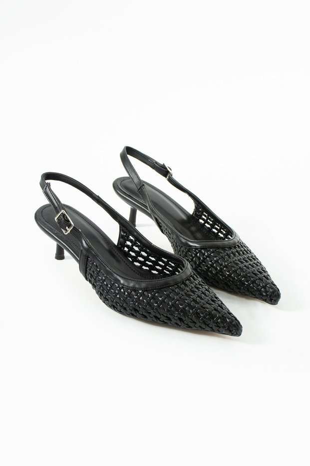 Vanessa Women's Knitted Detailed Open-Back Pointed Toe Heeled Shoes