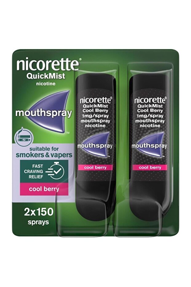 Nicorette QuickMist Mouthspray, Cool Berry (2 x 150 Sprays)