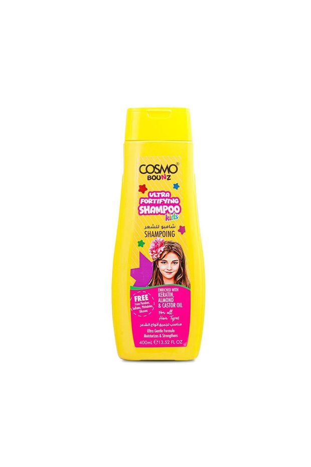 Cosmo Bounz Hair Care Ultra Fortifying Kids Shampoo 400ml with Keratin, Almond Oil & Castor Oil