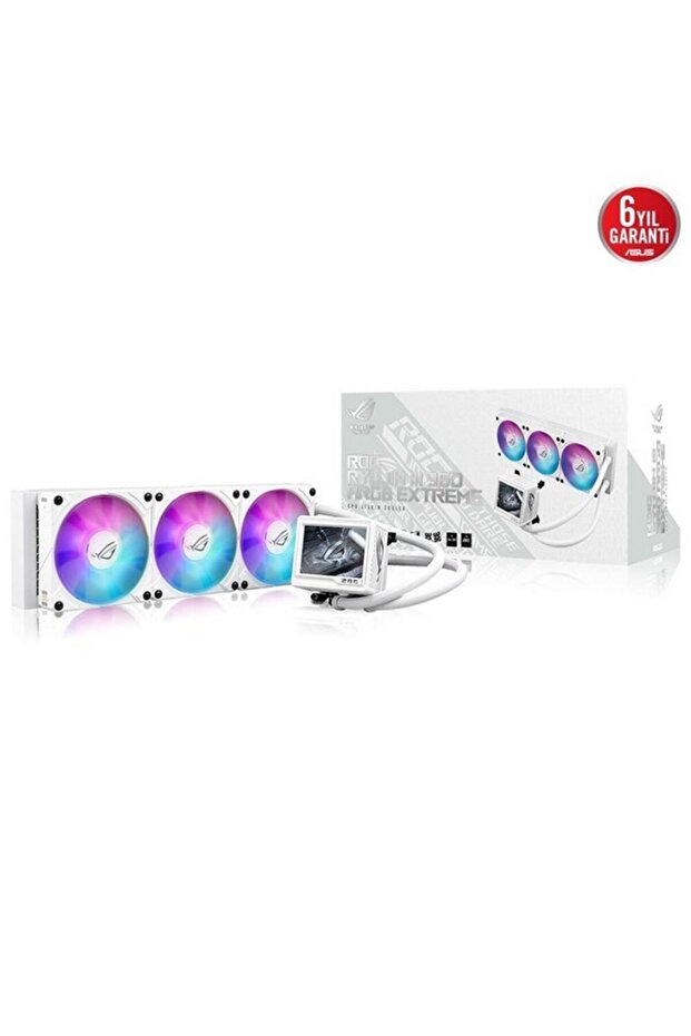 مروحة معالج ROG RYUJIN III 360 EXTREME WHITE ARGB مقاس 360 مم، مبردة بالسائل، لمعالج AM5-1851p، باللون الأبيض