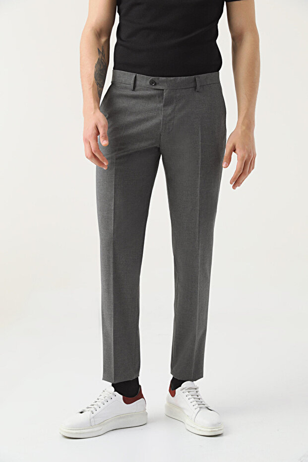 Ds Damat Comfort Gray Plain Travel Fabric Trousers