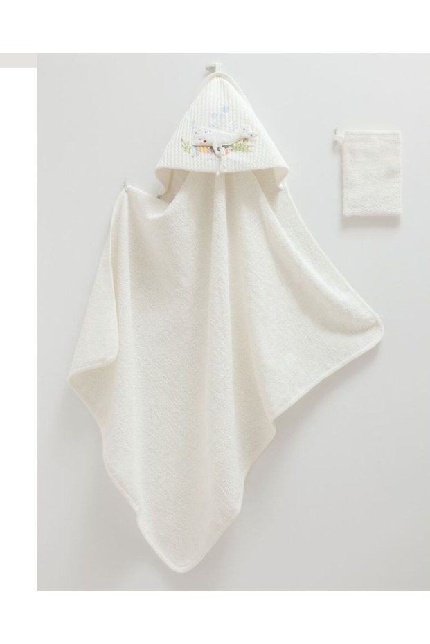 İncibaby Baby Bath Towel and Washcloth Set Textured Drying Hooded 82-90 cm