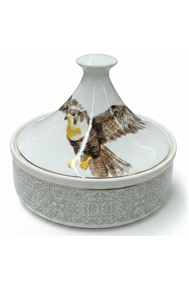 Luhpar Artisan Ceramic Sugar Pot Serving Dish with Bird Design and Lid for Home15×15 cm