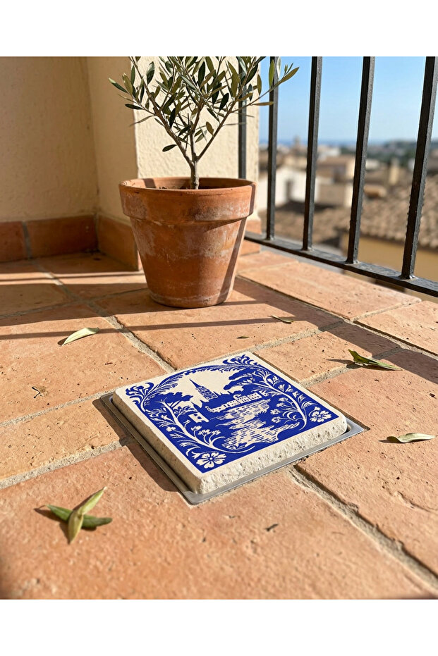 Decorative Natural Stone Drain Cover Drain Ornament, 10X10 cm Bathroom, Balcony Drain Cover