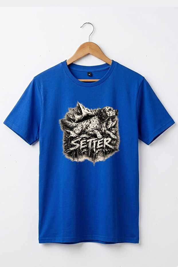 Unisex English Setter Dog Printed Special Design Hunting Nature 100% Cotton Basic T-Shirt