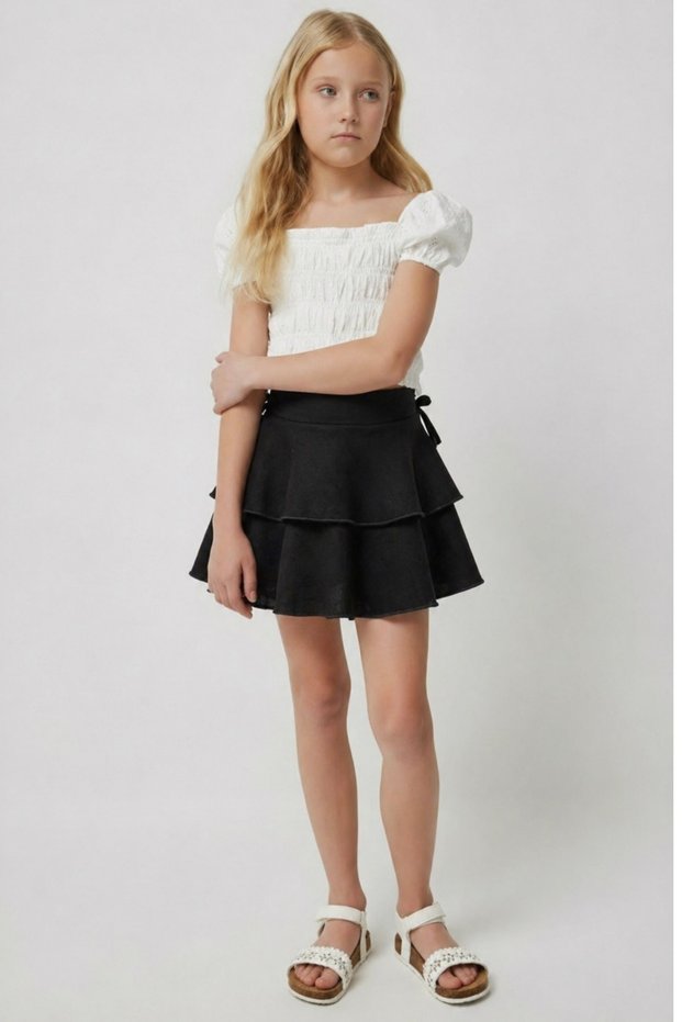 Girl's Layered Mini Skirt Stylish Daily Wear and Special Occasion Use Comfortable Cut Skirt