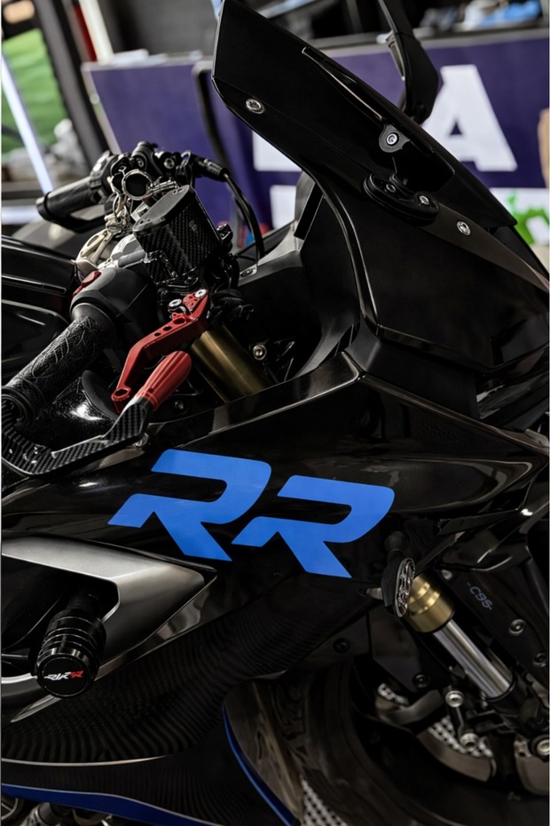 Light Blue Color Rr Sticker Compatible with Side Fairings for Racing Motor Group (1 Piece) (25Cmx10Cm)