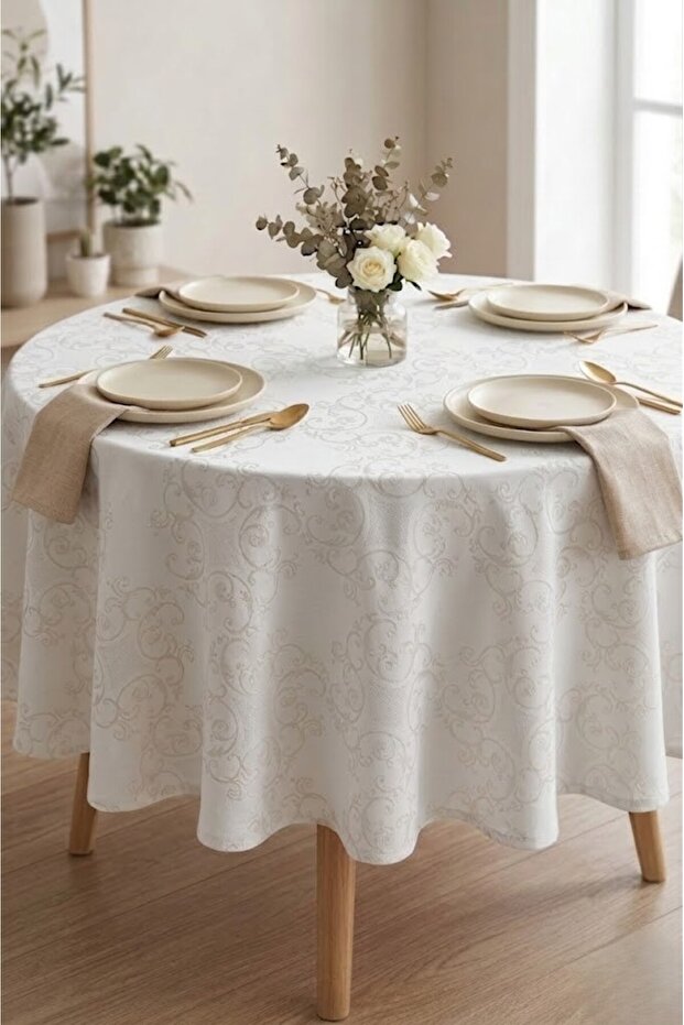 Round Tablecloth Stain-Resistant Stylish Design Special Woven Premium Dowry Invitation Cover