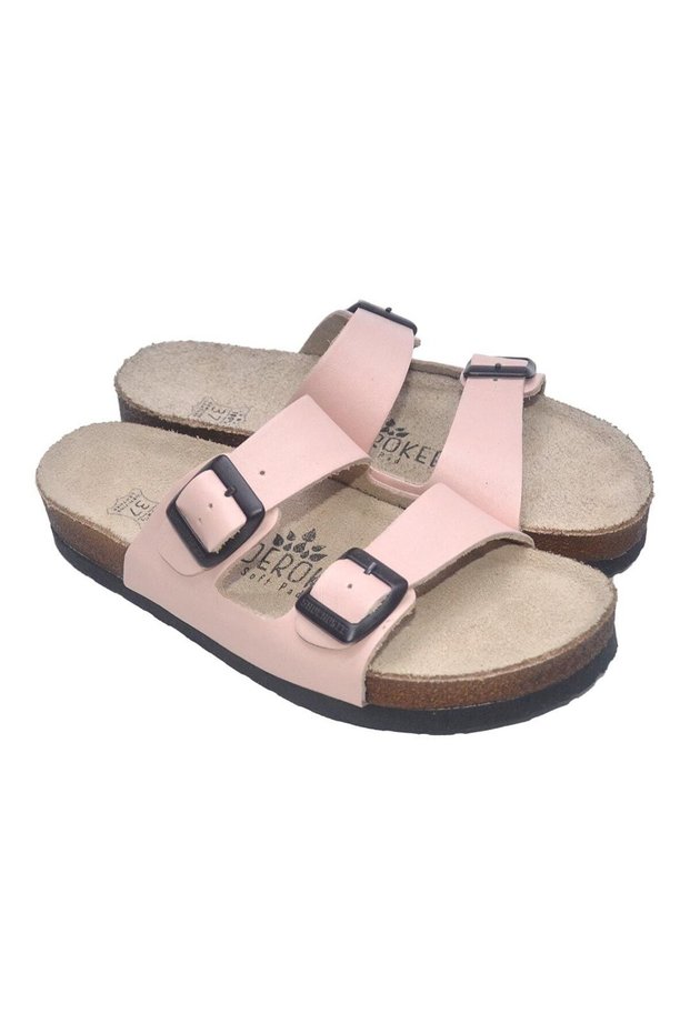 Powder Double Buckle Slippers