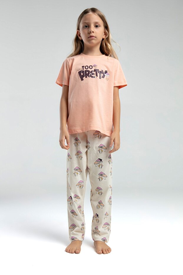 Girl's Too Pretty Print Set 2-8 Years Salmon