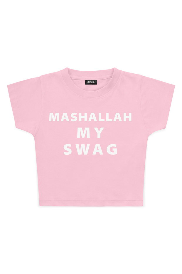 Mashallah My Swag Printed Crop Baby Tee