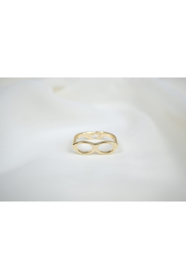 Yzk441 Iconic Glasses Figure Gold Adjustable Ring