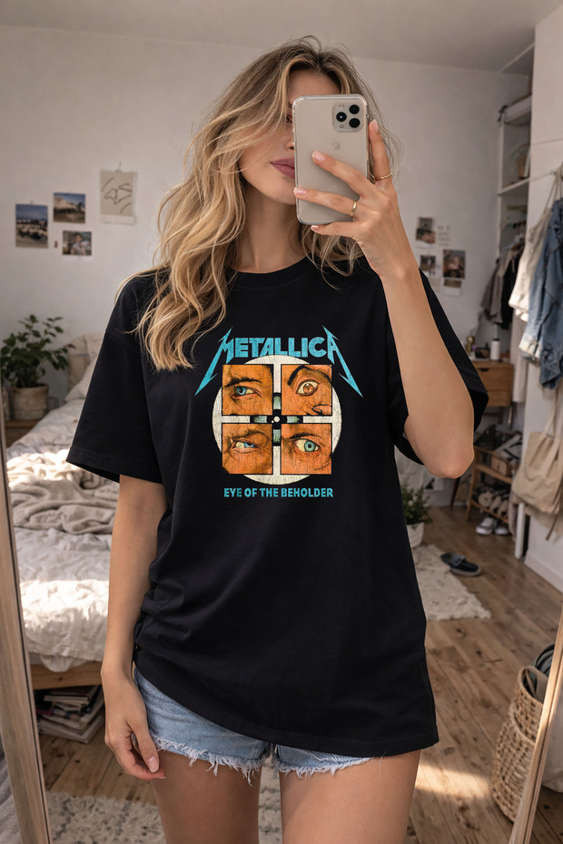 Metallica Printed Crew Neck Black T-Shirt