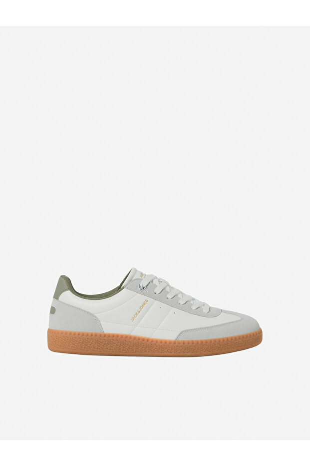 White Contrast Panel Lace Up Sneakers - 5