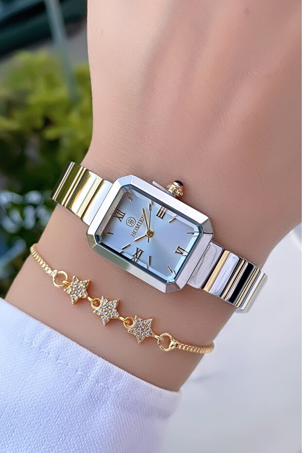 Rectangular Women's Wristwatch - Adjustable Steel Band - Comes with Bracelet Gift