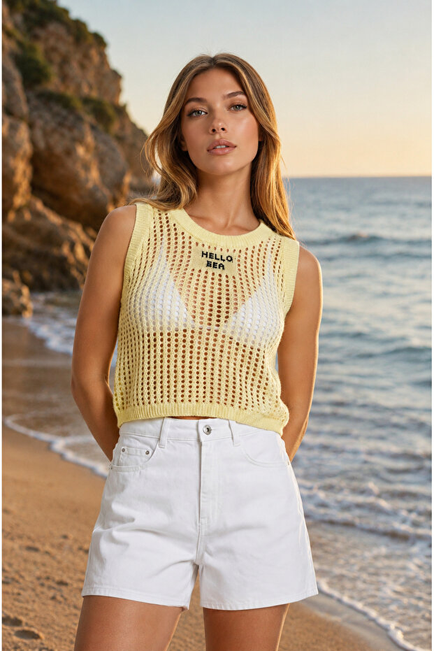 Beach Style Openwork Knitwear Undershirt