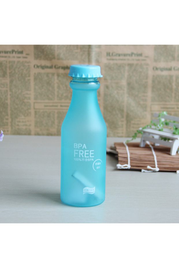 0.55L blue 550ml Plastic Water Bottle for Drinking Portable Sport Tea Coffee Cup With Rope BPA Free
