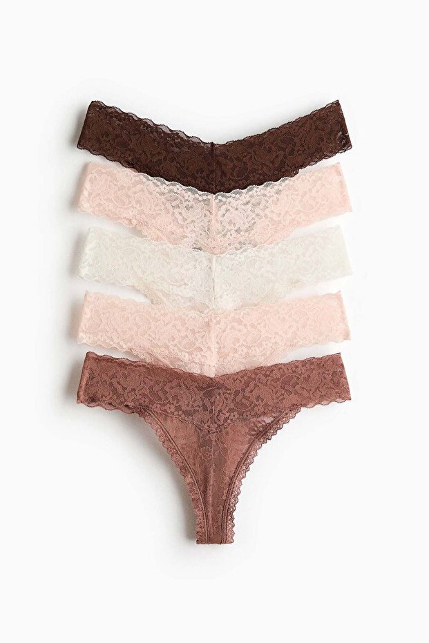 5-pack lace thong briefs