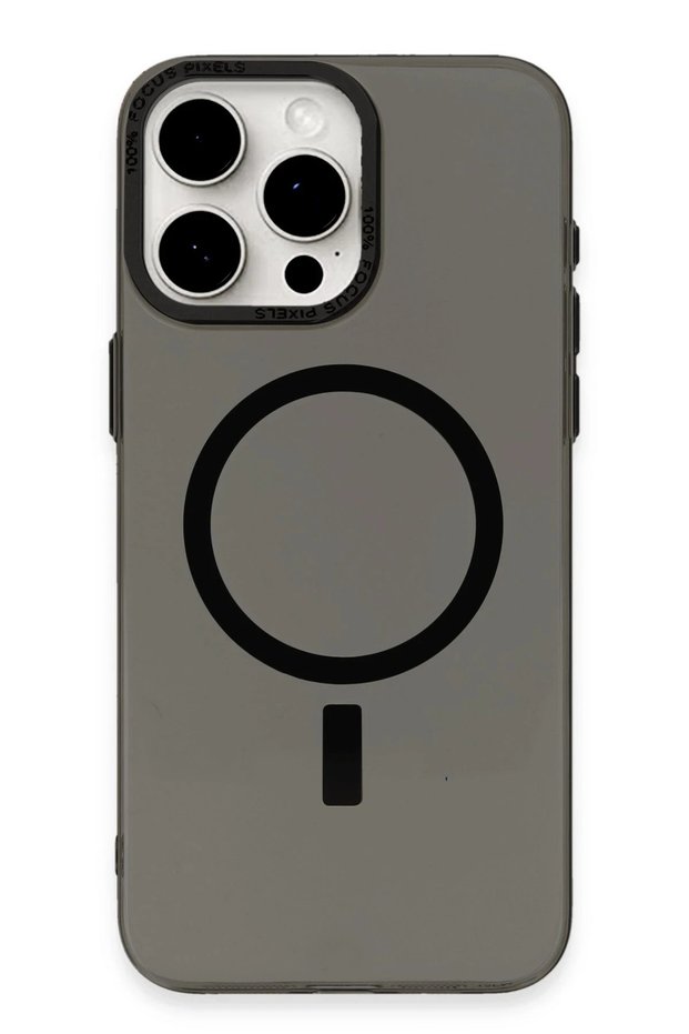 Ilkeshop New iPhone 15 Pro Case Anka Pc Magneticsafe Hard Metal Cover (170117) - Black