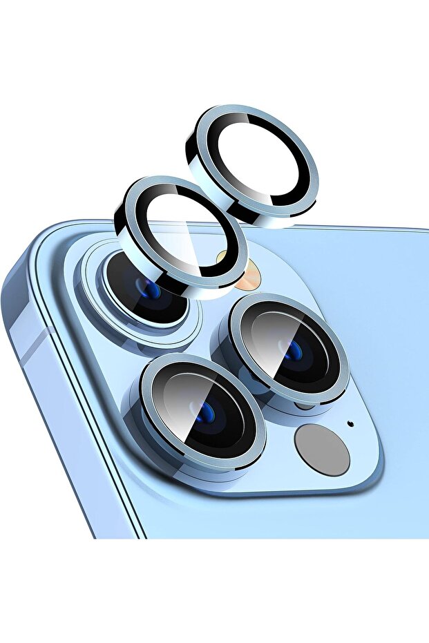 واقي عدسة الكاميرا لهاتف آيفون 13 مقاس 6.1 بوصة وآيفون 13 ميني مقاس 5.4 بوصة، زجاج مقوى بحواف من سبائك الألومنيوم
