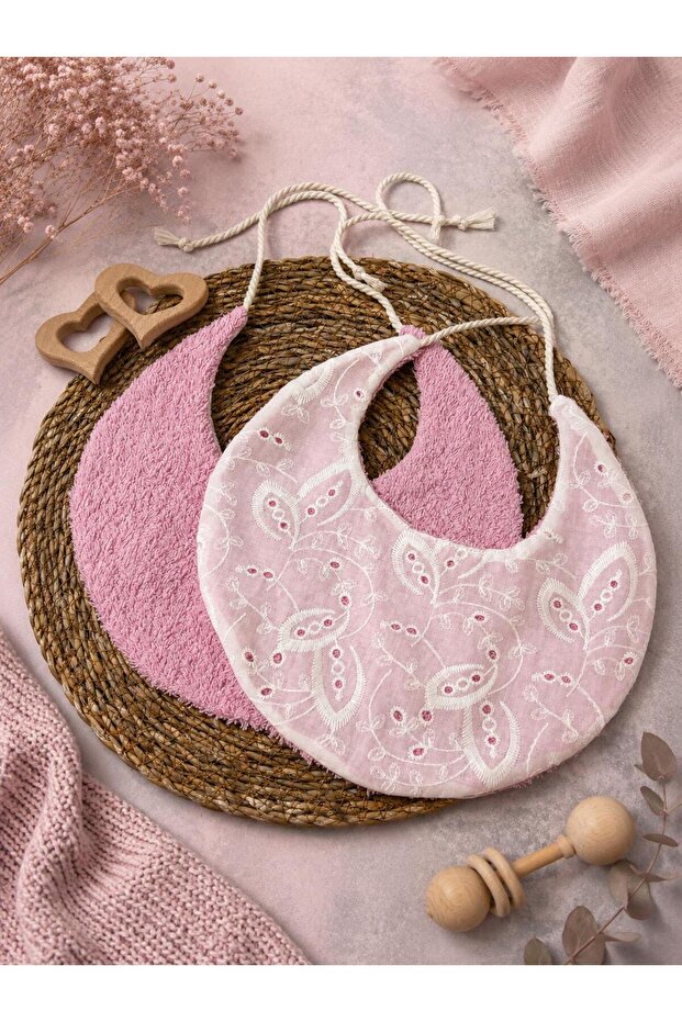 Double-Layered, 100% Cotton, Scalloped Towel Bib (2 Pieces)