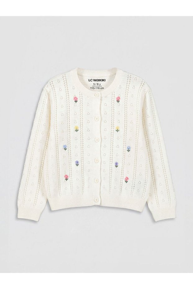 Esvab • Modern & Distinctive Zero Roba Collar Floral Knit Cardigan for Girls