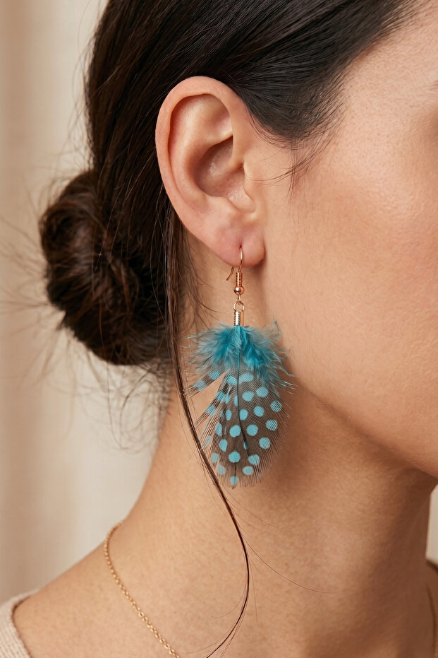 Ethnic Hippie Style Feather Earrings 7 Cm.