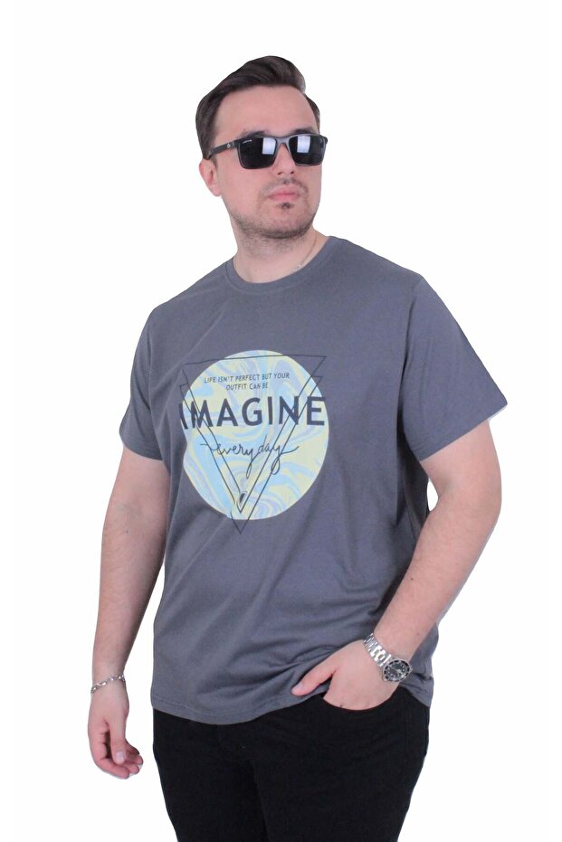 Men's Oversized Crew Neck T-Shirt Imagine 26132 Fume
