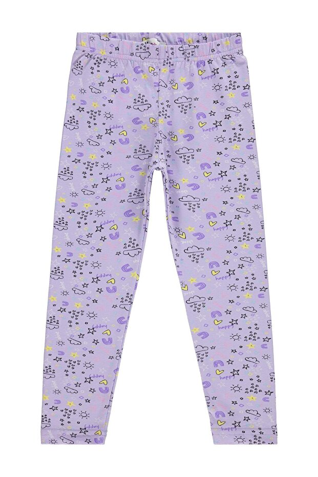 Shine Printed Tights for 6-9 Years Km - Lilac