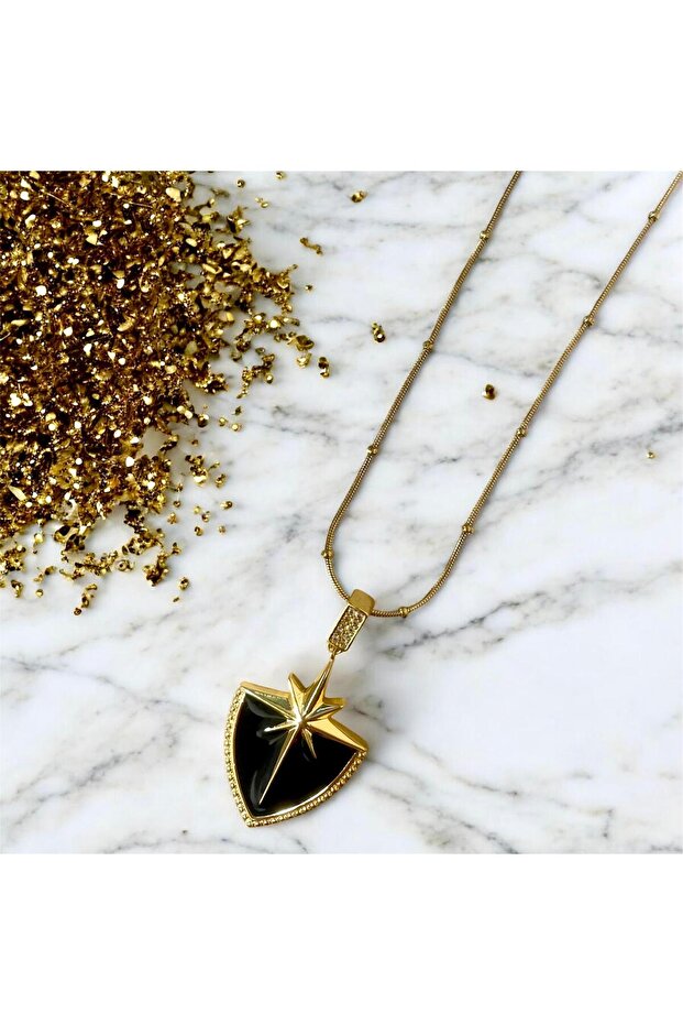 Polar Star Steel Necklace Gold Color Modern Design