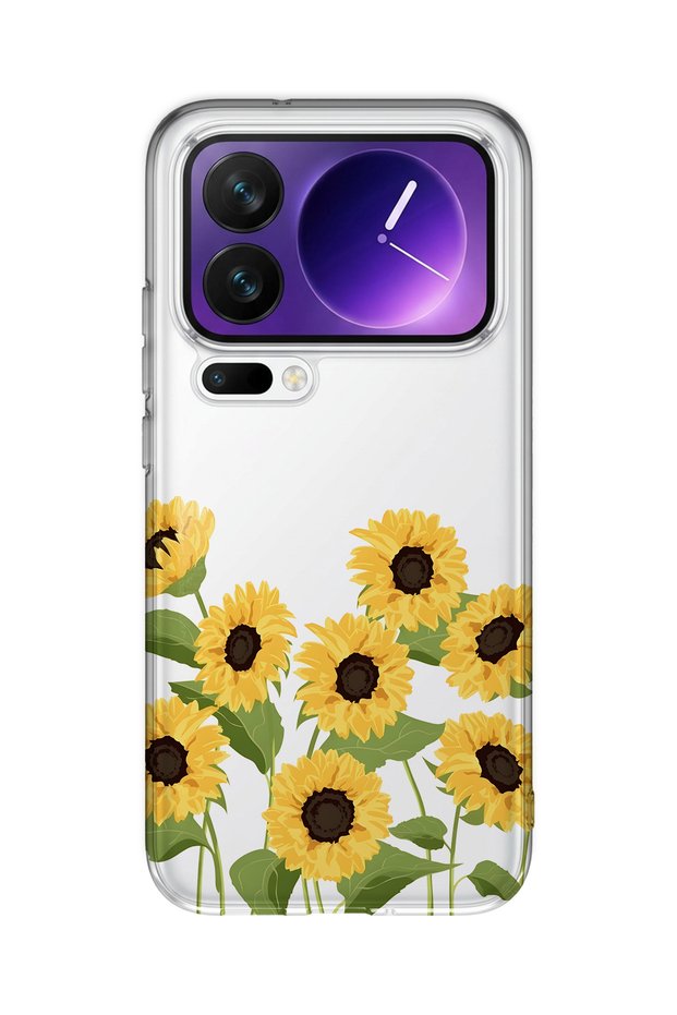 حافظة هاتف شفافة بنمط عباد الشمس متوافقة مع هاتف Xiaomi 17 Pro