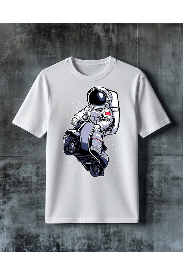 Astronaut Scooter Printed Oversize T-Shirt