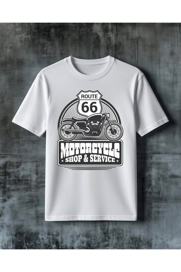 تي شيرت كبير الحجم مطبوع عليه route motorcycle