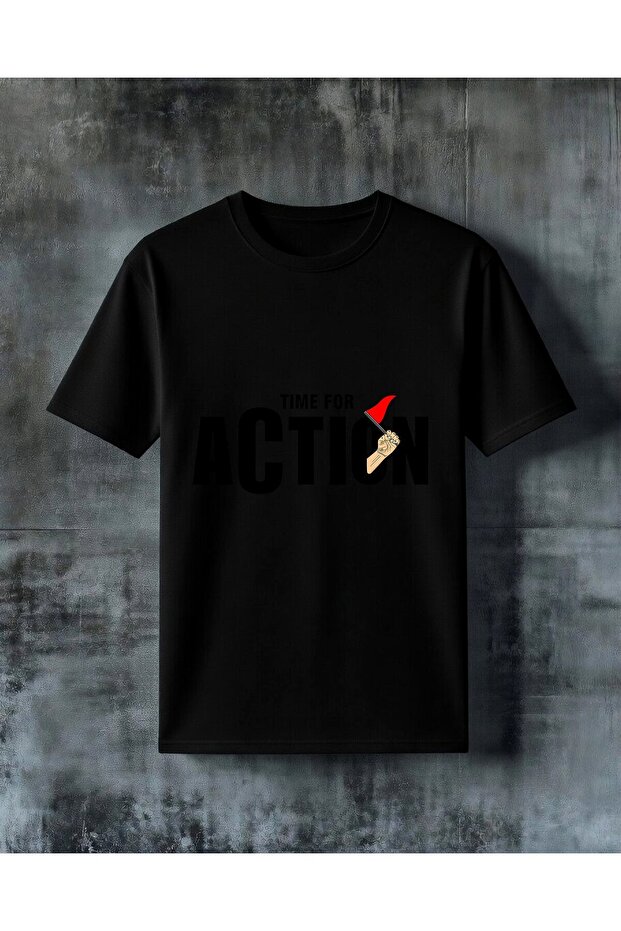 Time for Action Motivation Printed Oversize T-Shirt