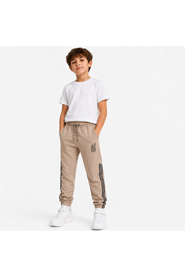 Mişil 23205-26 Boy's Stripe Detailed Jogger Sweatpants Comfortable Fit Elastic Cuff Sports Bottoms