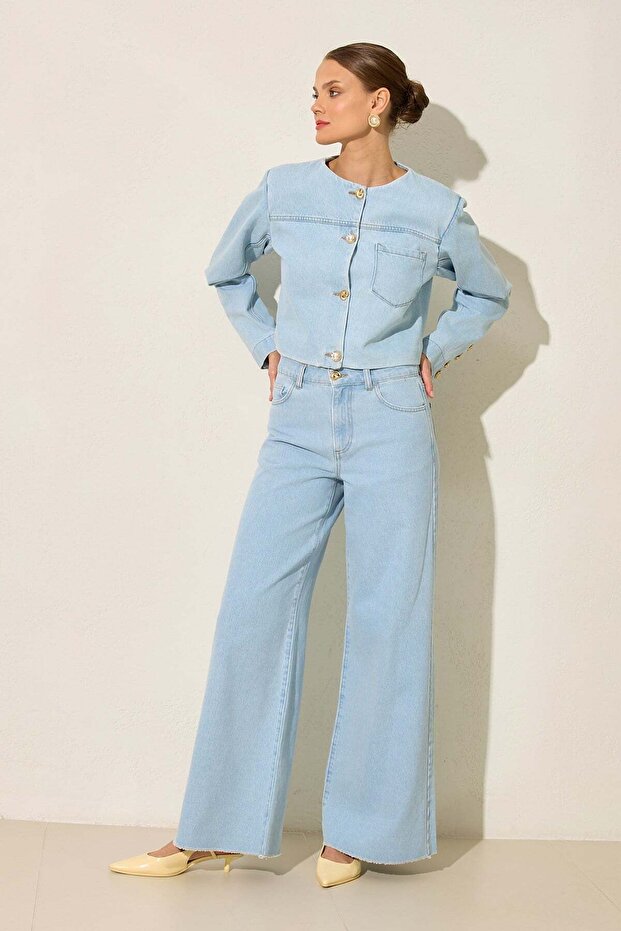Blue 100% cotton relaxed fit jeans