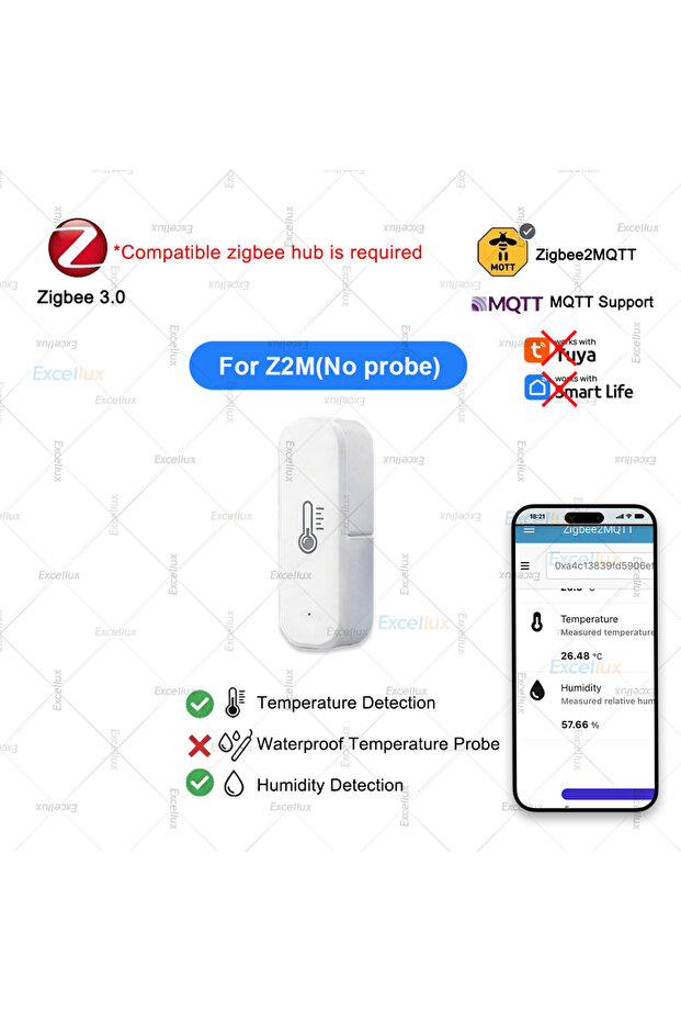 مستشعر درجة الحرارة والرطوبة Z2M (بدون مسبار) بتقنية Zigbee 3.0 مع خيار مسبار حرارة خارجي، لحوض الأسماك F