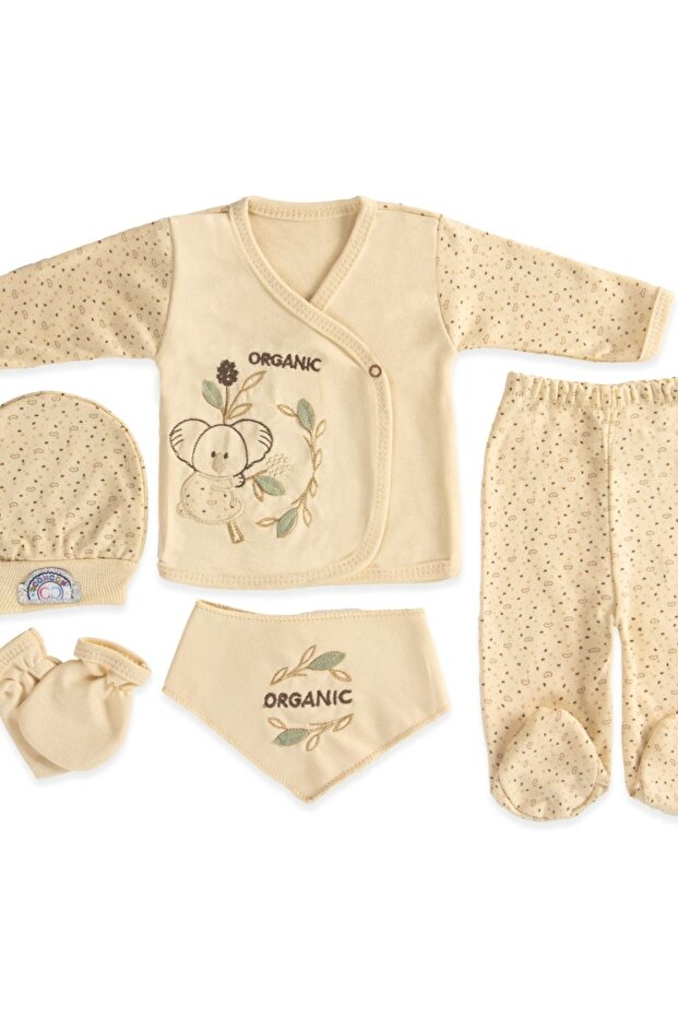 5-Piece Premium Koala and Leaf Embroidered Baby Hospital Discharge Set