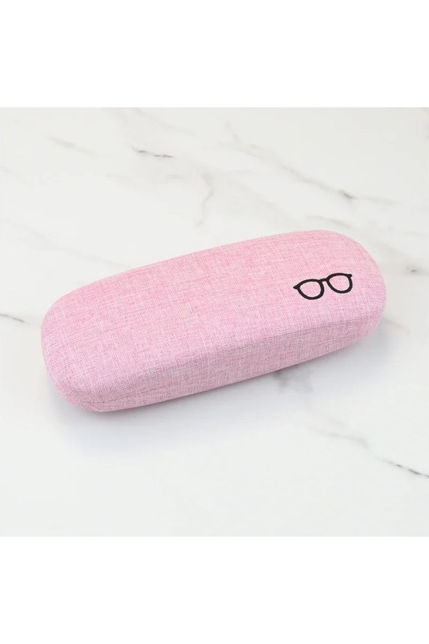 pink Linen Solid Color Glasses Case Hard Shell Anti-Pressure Portable Eyeglasses Storage Box For Men