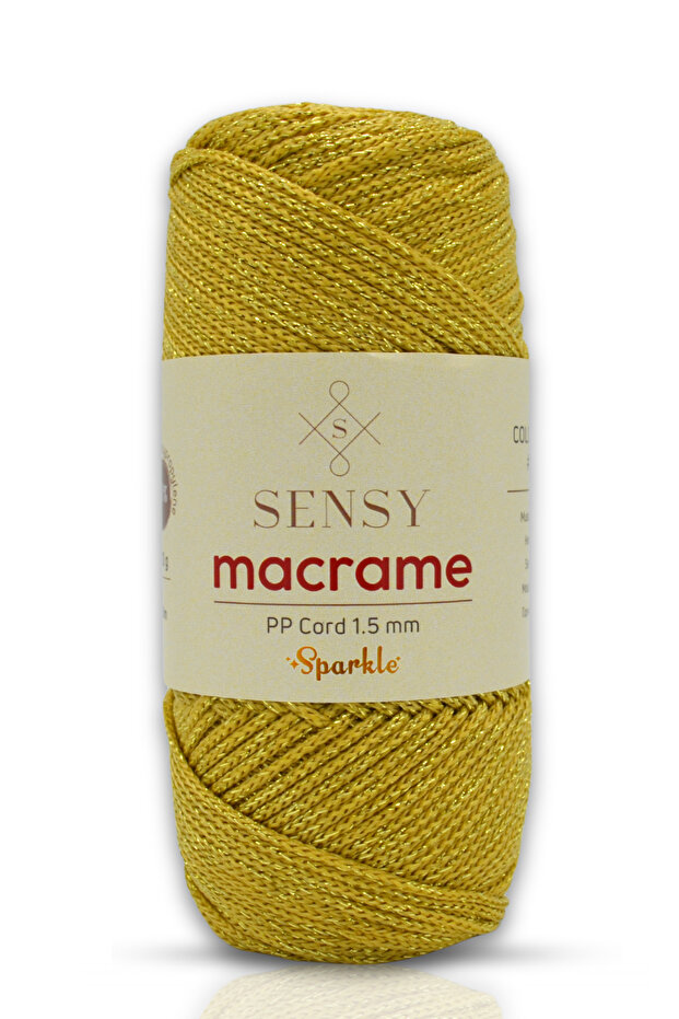 Silvery Polyester 1.5 mm Macrame Cord 100 Gr Supla Cord and Bag Cord Polyester Thread Mustard