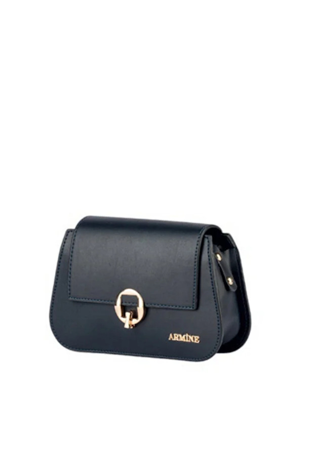 329 Navy Blue Leather Women's Shoulder Bag - 329 Mink