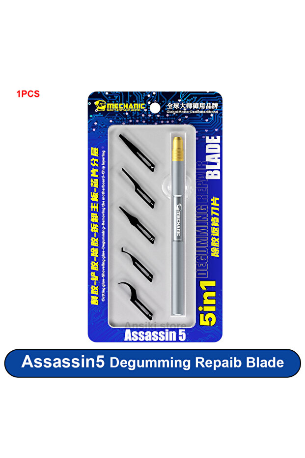 MECHANIC Assasin 5 x 1sets MECHANIC Assassin5 5in1 Degumming Rework Blade & Handle for CPU IC Glue R