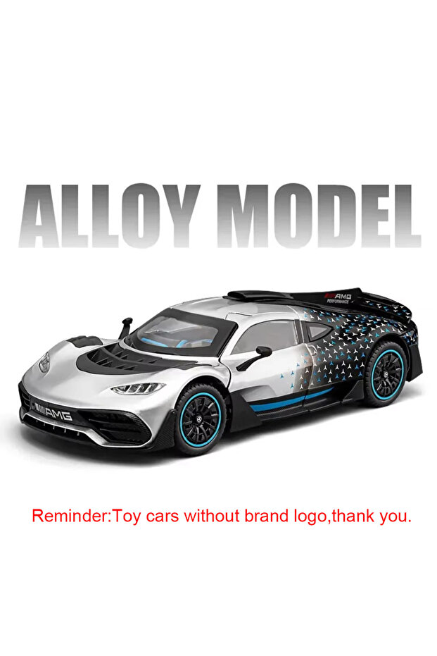 Silver ONE 1:24 ONE Sports Car Model Miniature Toys Alloy Diecast Sound Light Doors Opened Pull Back
