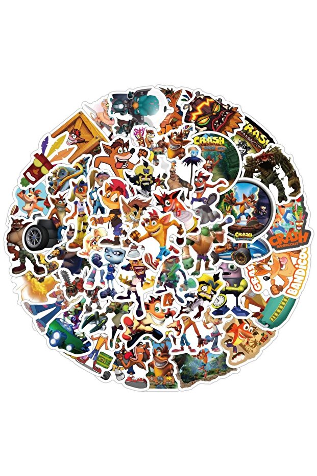60pcs 60PCS Game Crash Bandicoot Stickers Graffiti PVC Waterproof phone Laptop Phone Notebook Motor
