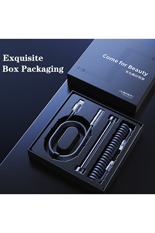 كابل لوحة مفاتيح أسود للشحن والنقل بطول 1.2 متر من نوع C إلى C، USB إلى Type-C Aviation P