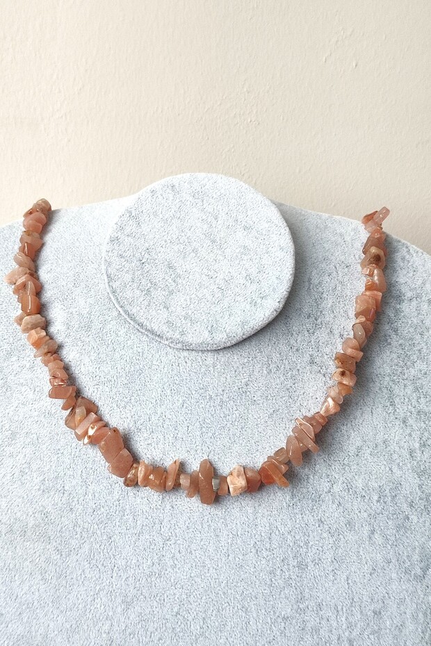 Certified Sunstone Crushed Stone Natural Stone Necklace