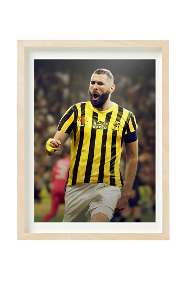 Karim Benzema Al Ittihad Poster with Frame 30x40cm